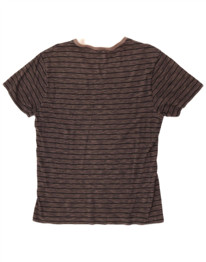 Penguin Mens T-Shirt Top Large Brown Striped