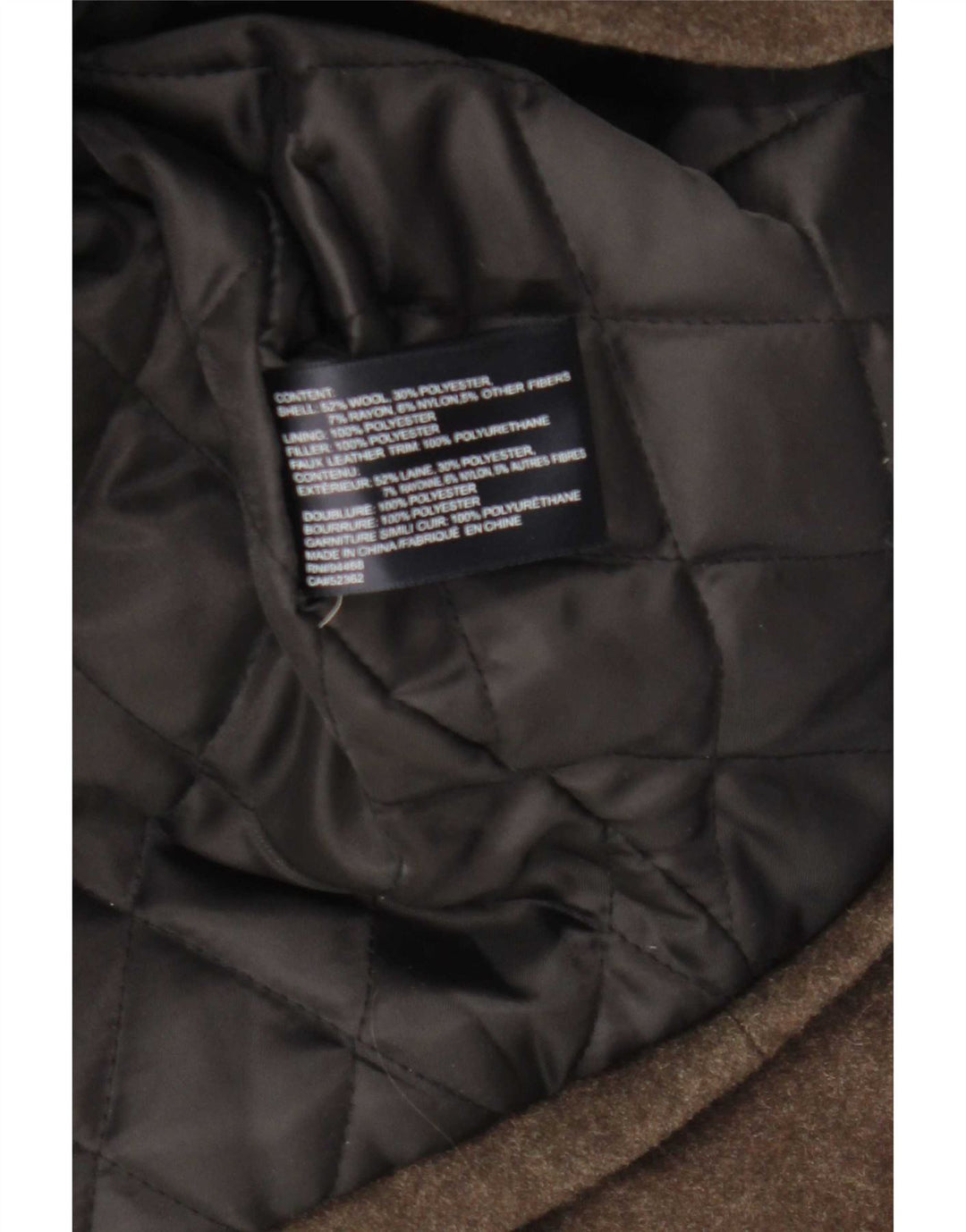Nautica Mens Hooded Duffle Coat UK 38 Medium Brown Wool