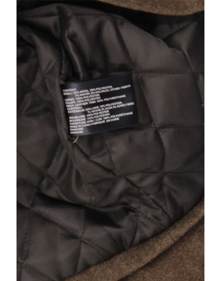 Nautica Mens Hooded Duffle Coat UK 38 Medium Brown Wool
