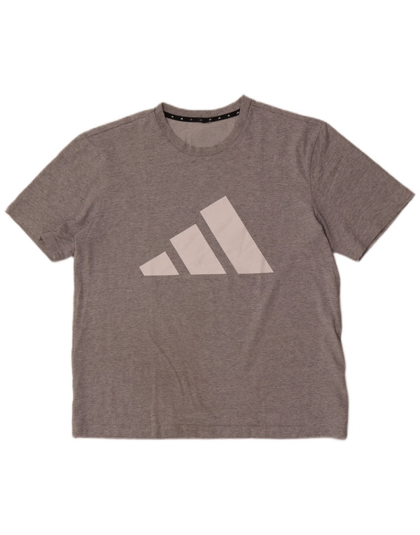Adidas Mens Graphic T-Shirt Top Large Grey Flecked Cotton