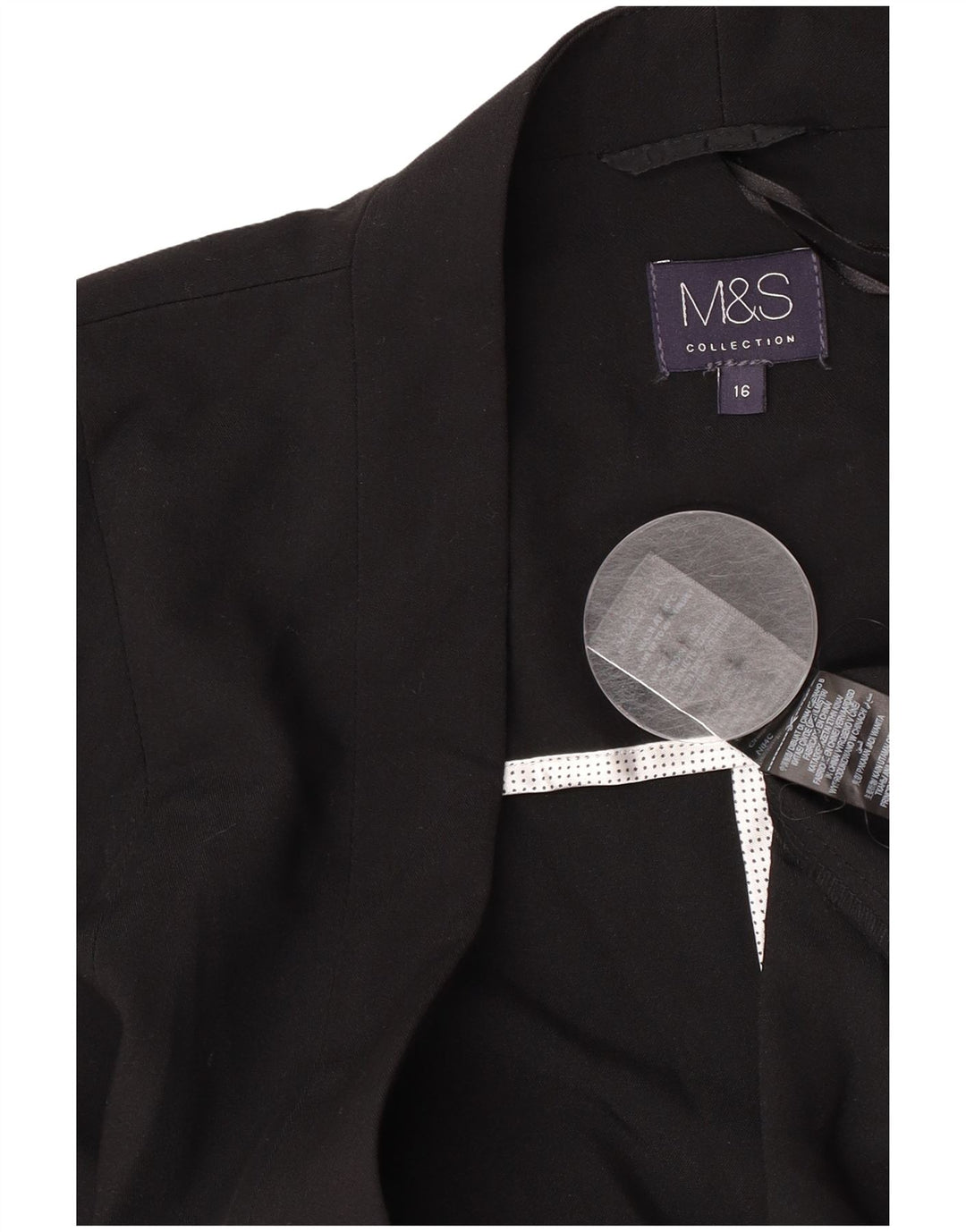 Marks & Spencer Womens Open Blazer Jacket UK 16 Large Black Polyester