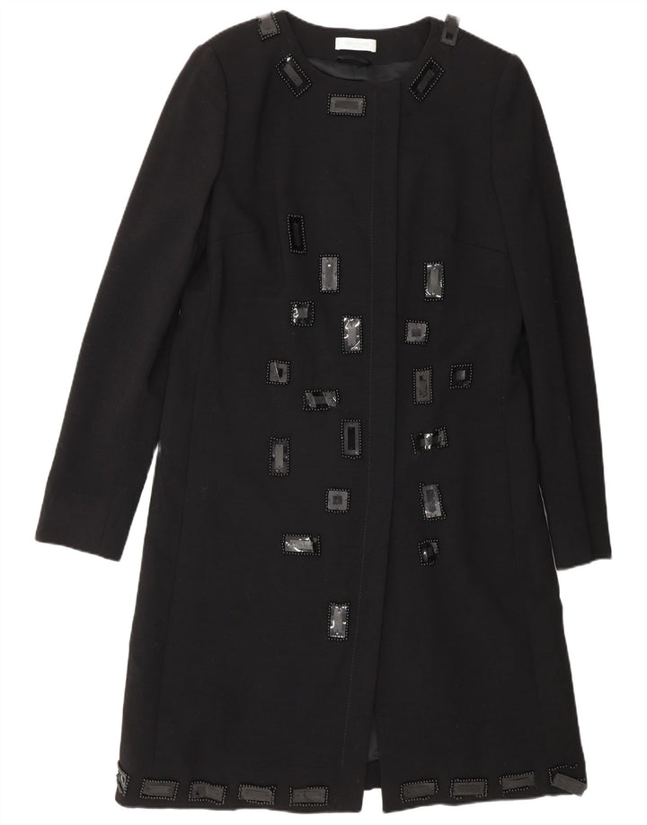 Emilio Pucci Womens Longline Blazer Jacket UK 14 Medium Black Virgin Wool