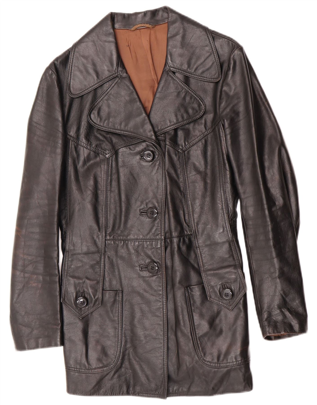 Vintage Womens Leather Jacket UK 10 Small Black Leather