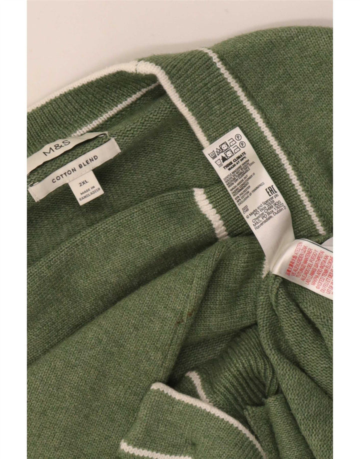 Marks & Spencer Mens Cardigan Sweater 2XL Green Polyester