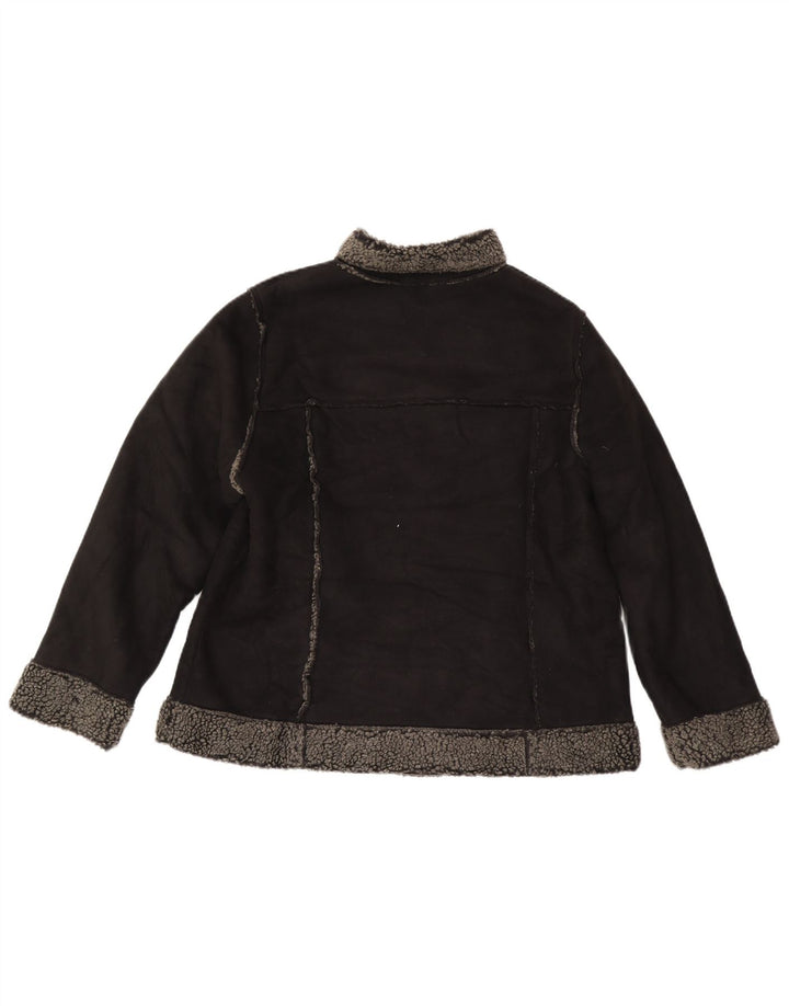 Marks & Spencer Womens Sherpa Jacket UK 18 XL Black Polyester