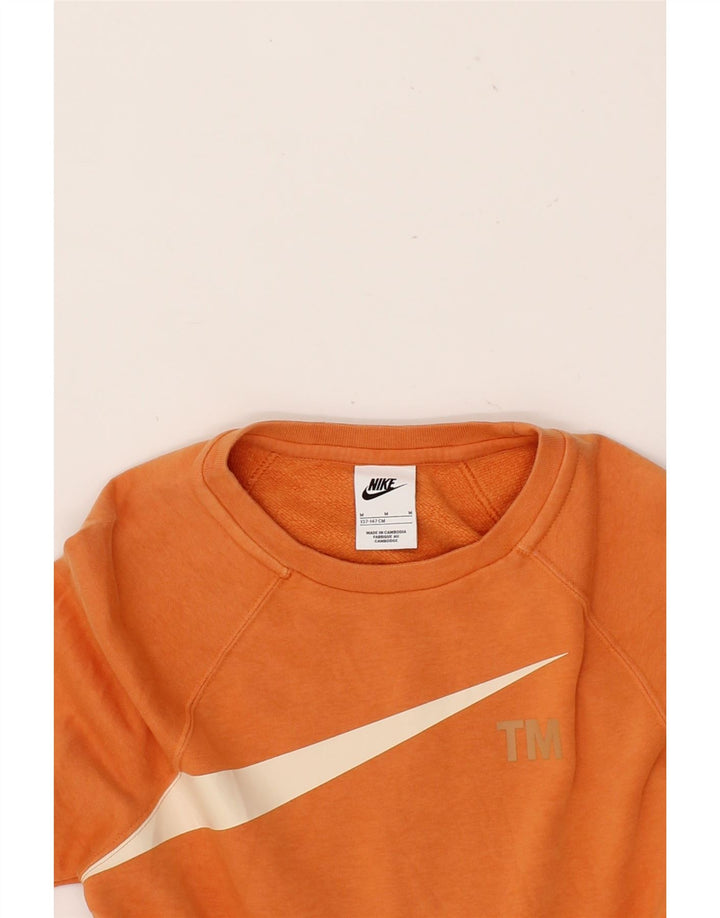 NIKE Boys Swoosh Graphic Sweatshirt Jumper 10-11 Years Medium Orange Vintage Nike and Second-Hand Nike from Messina Hembry 