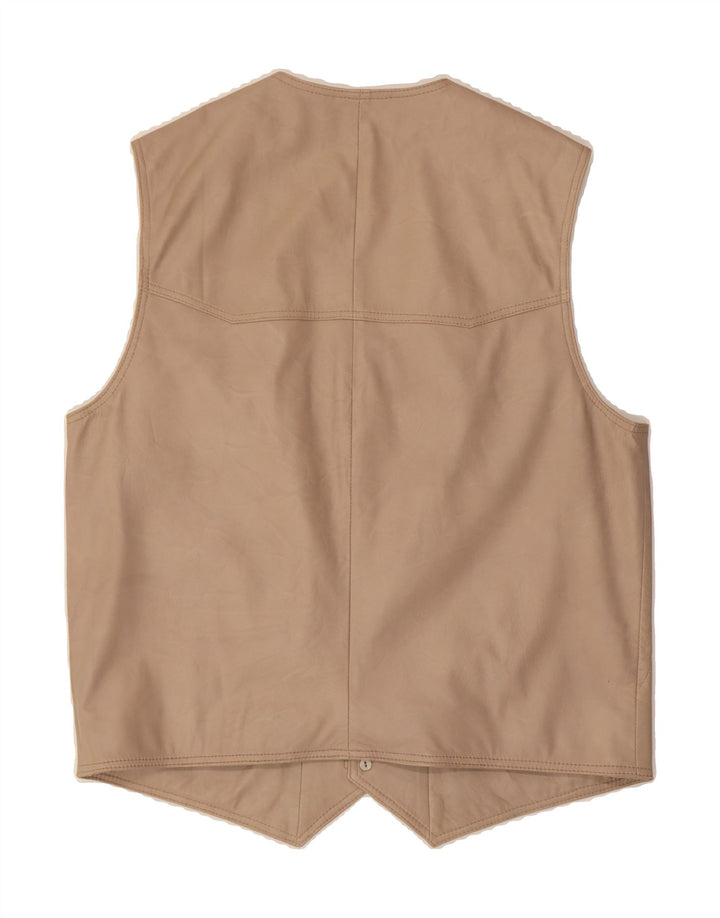 VINTAGE Mens Waistcoat Large Beige Leather Vintage Vintage and Second-Hand Vintage from Messina Hembry 