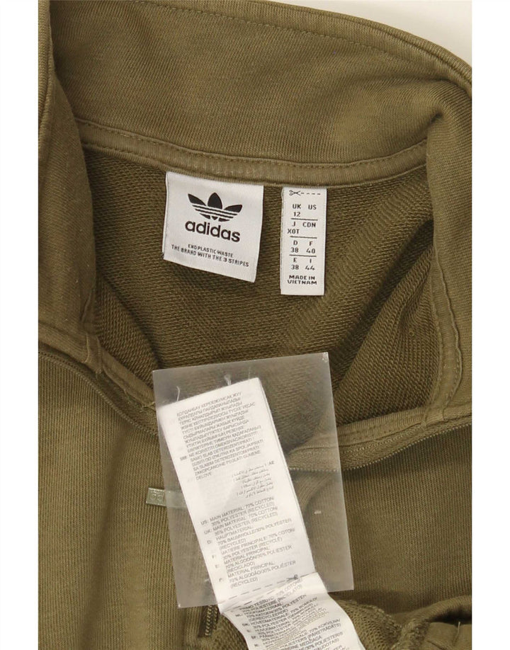 Adidas Womens Oversized Zip Neck Sweatshirt Jumper UK 12 Medium Khaki