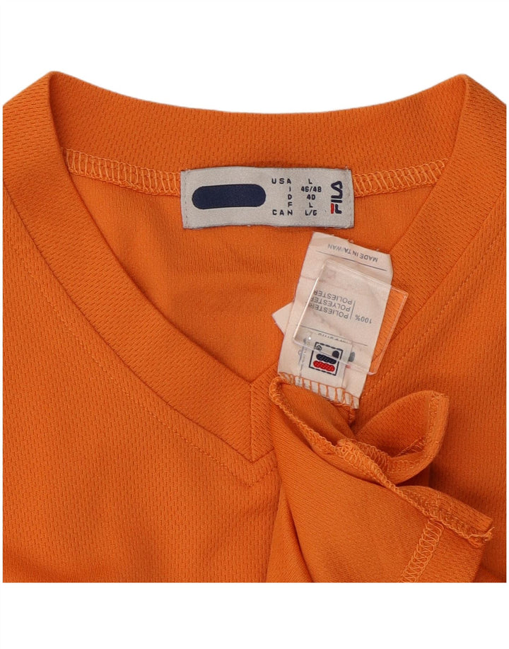 FILA Womens T-Shirt Top UK 16 Large Orange Polyester
