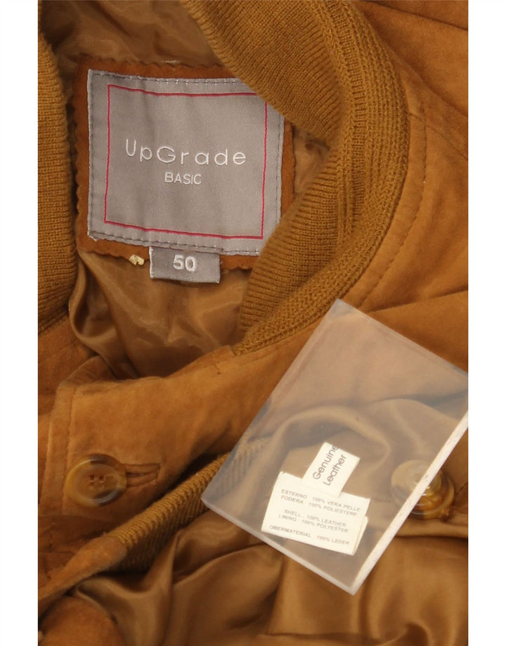 VINTAGE Mens Suede Bomber Jacket IT 50 Large Brown Leather