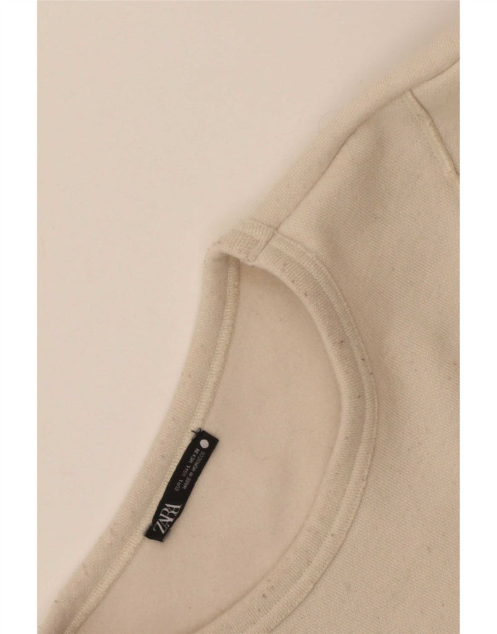 Zara Womens Oversized Sweatshirt Jumper UK 16 Large Off White