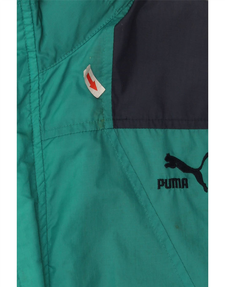 Puma Mens Rain Jacket UK 36 Small Turquoise Colourblock Nylon