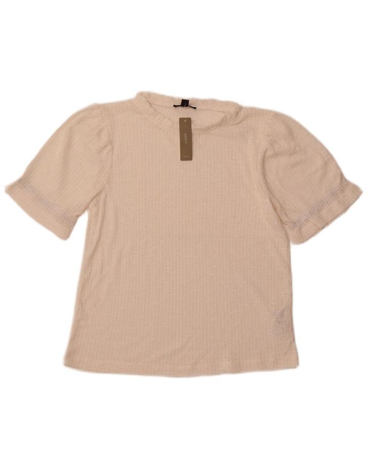 J. CREW Womens Knit Blouse Top UK 14 Medium Off White Polyester