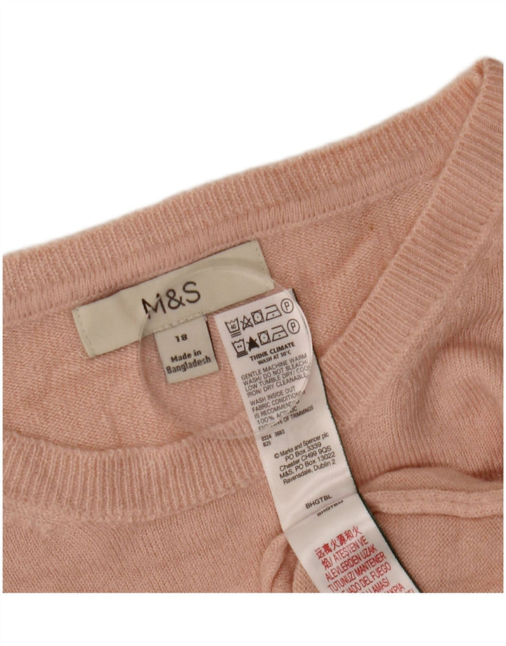 MARKS & SPENCER Womens Oversized Crew Neck Jumper Sweater UK 18 XL Pink
