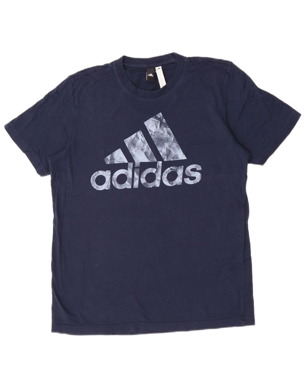Adidas Mens Graphic T-Shirt Top Large Navy Blue Cotton