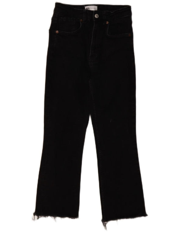 ZARA Womens Cropped Jeans EU 36 XS W26 L23 Black Cotton