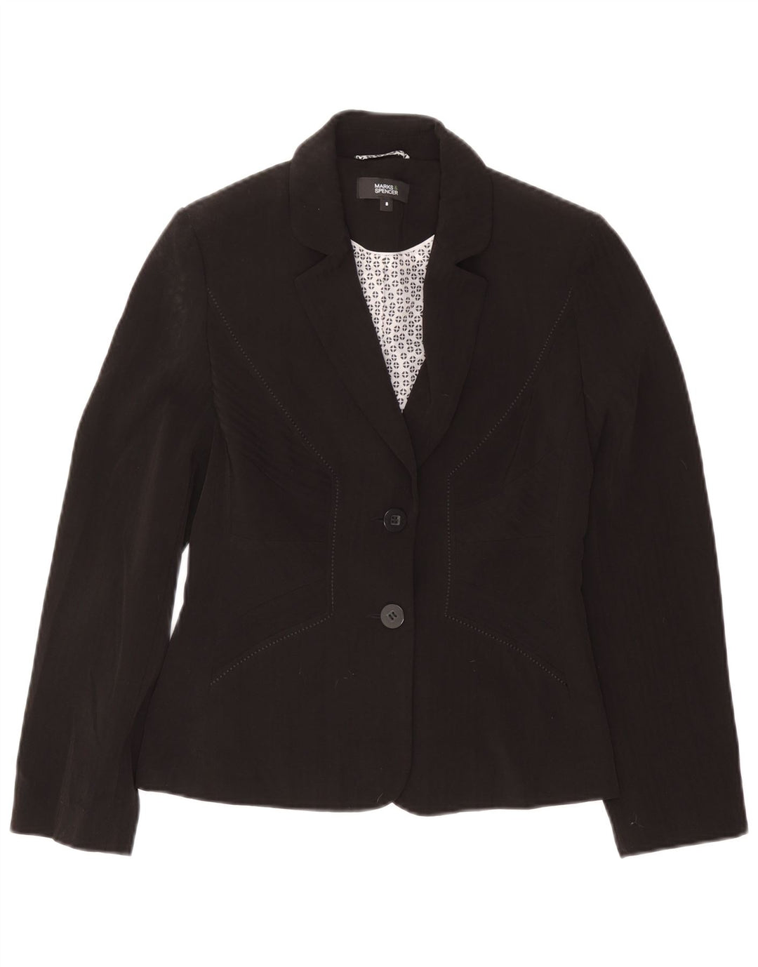 Marks & Spencer Womens 2 Button Blazer Jacket UK 8 Small  Black Polyester