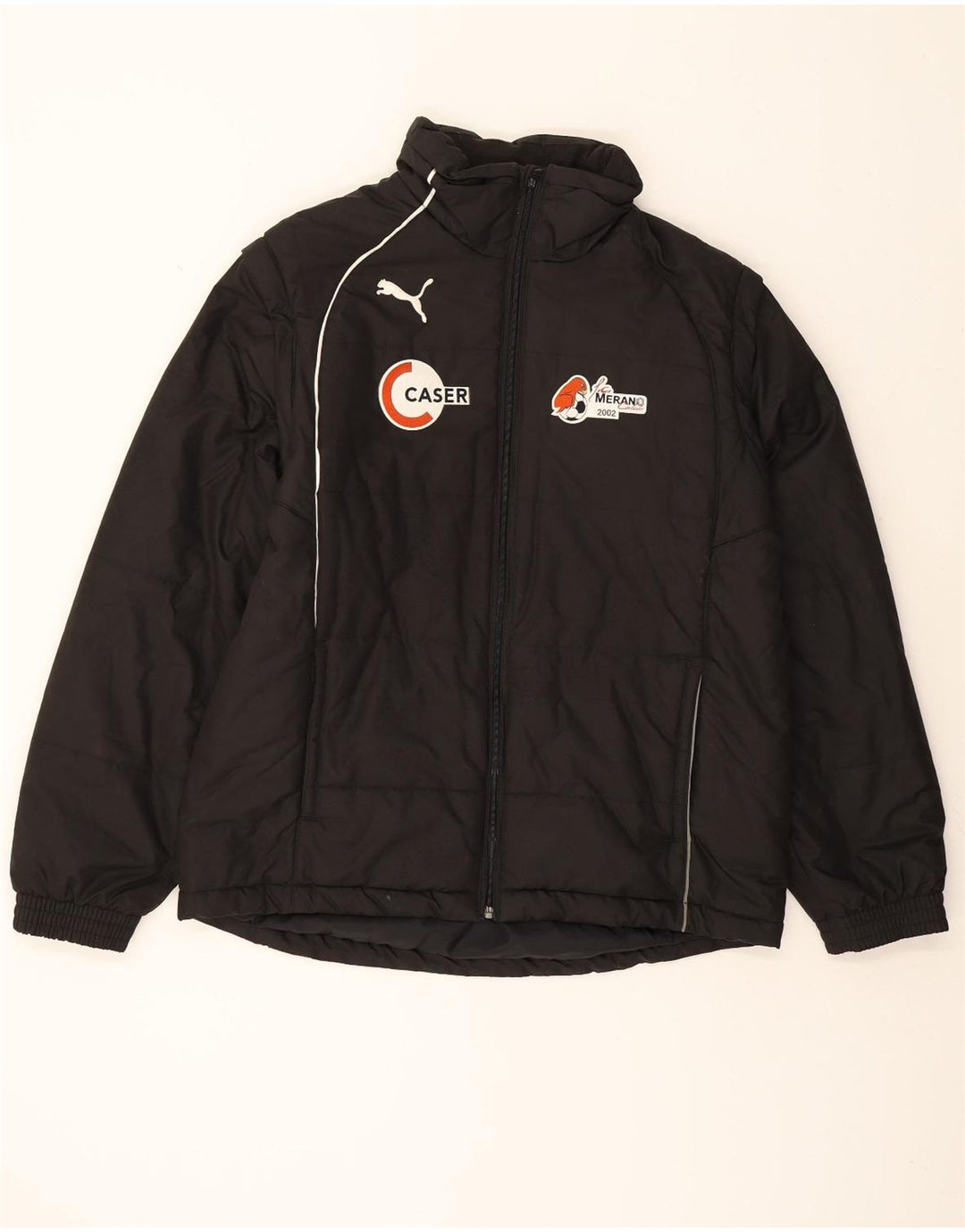 PUMA Mens Graphic Padded Jacket UK 40 Large Black Polyester Vintage Puma and Second-Hand Puma from Messina Hembry 