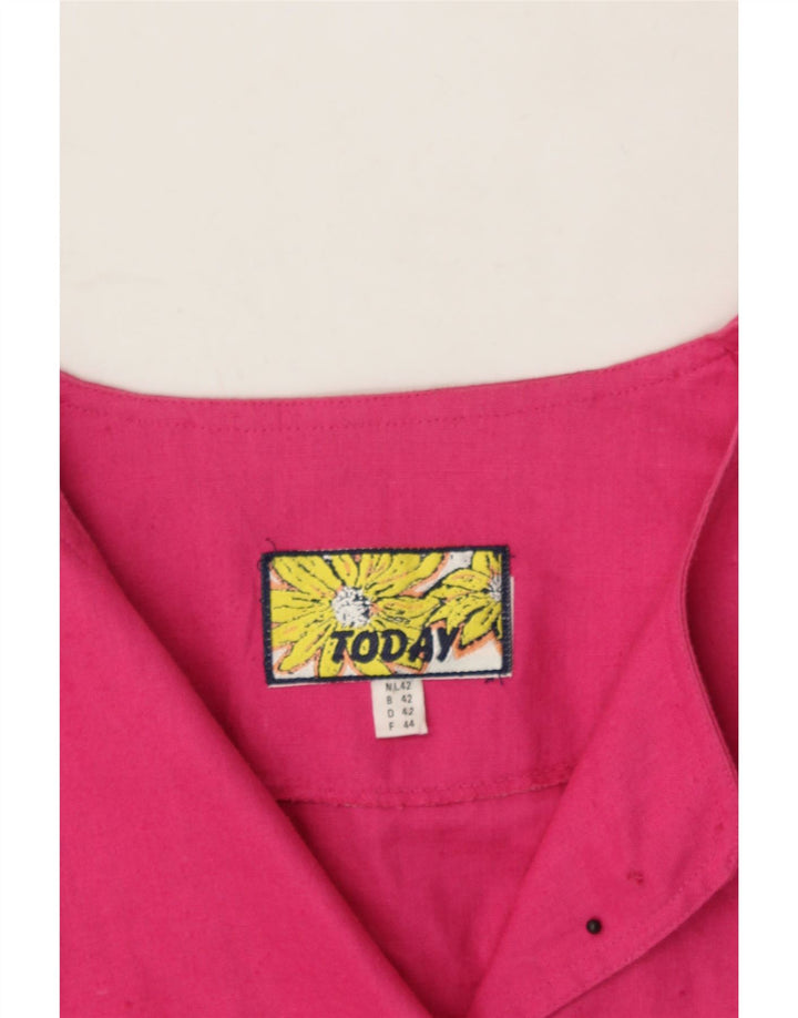 VINTAGE Womens Crop 5 Button Blazer Jacket EU 44 XL Pink Linen Vintage Vintage and Second-Hand Vintage from Messina Hembry 
