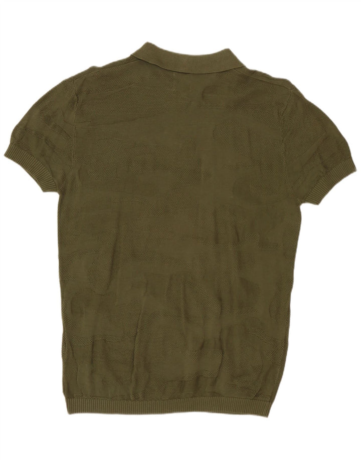 Zara Mens Polo Shirt Medium Khaki Camouflage
