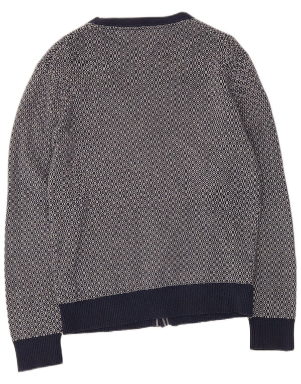 Tommy Hilfiger Womens Cardigan Sweater UK 10 Small Navy Blue Spotted Cotton