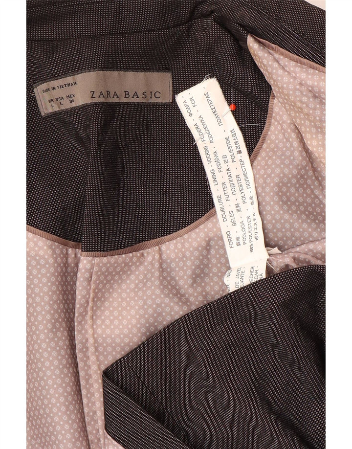 Zara Womens 1 Button Blazer Jacket UK 14 Large Grey Polyester