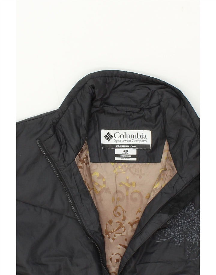 COLUMBIA Womens Padded Jacket UK 18 XL Black Floral Polyester Vintage Columbia and Second-Hand Columbia from Messina Hembry 