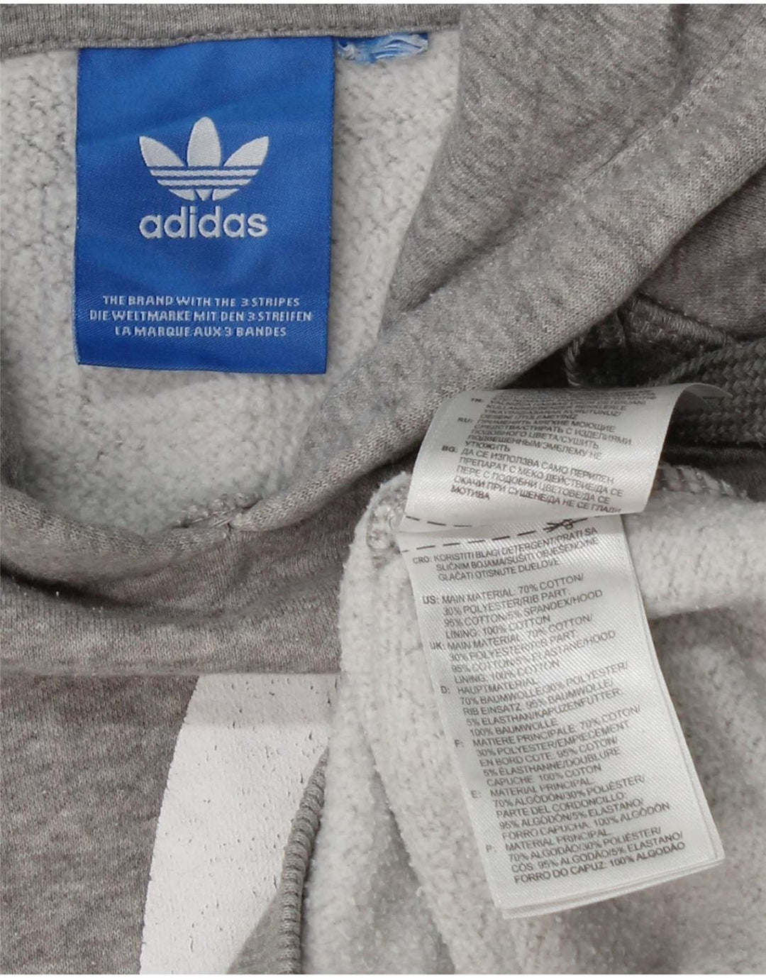 ADIDAS Womens Graphic Hoodie Jumper UK 10 Small Grey Cotton