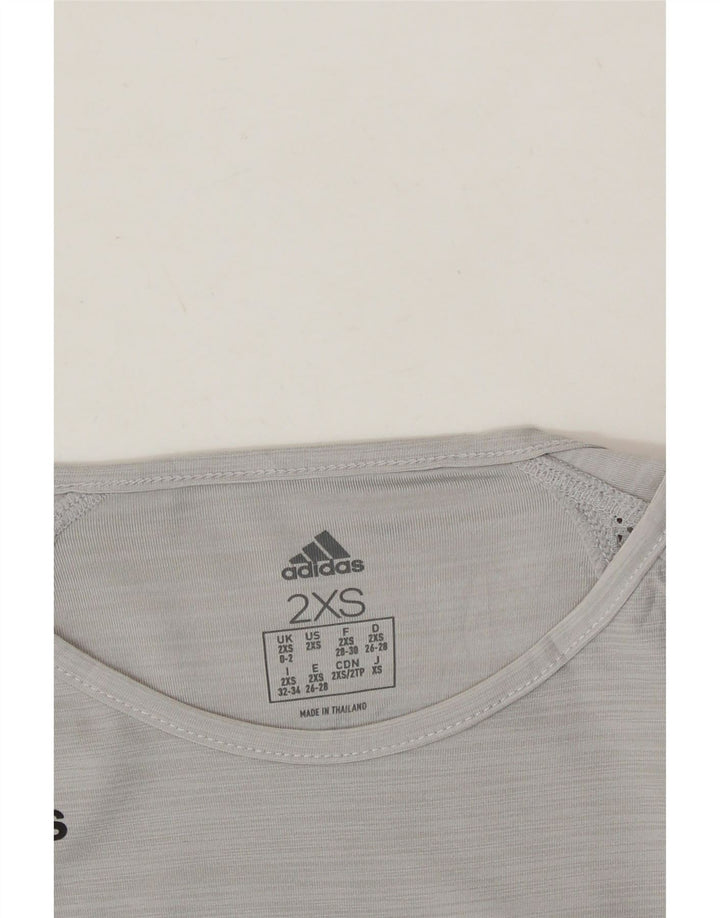 ADIDAS Womens Graphic Top Long Sleeve UK 0/2 2XS Grey Polyester Vintage Adidas and Second-Hand Adidas from Messina Hembry 