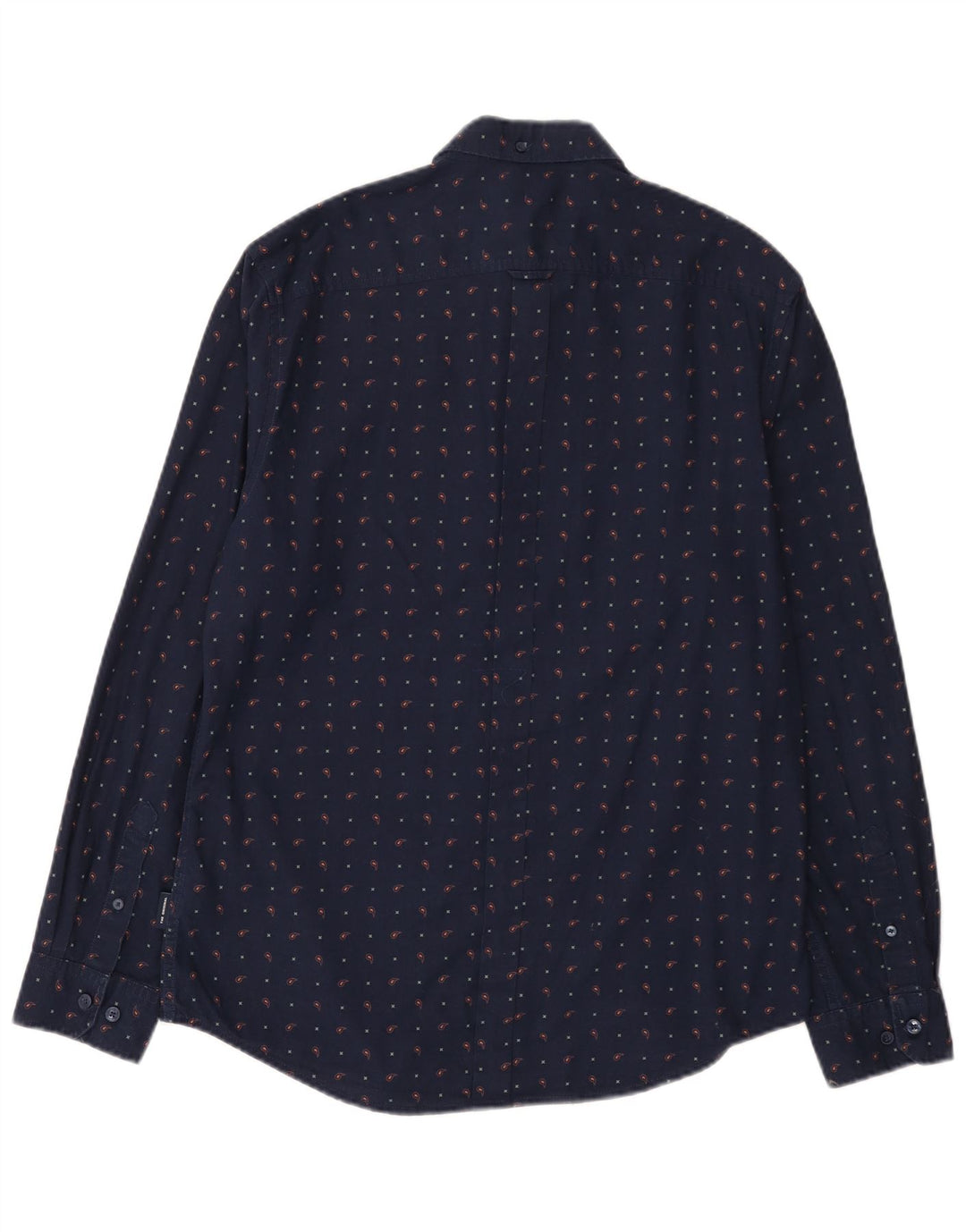 Ben Sherman Mens Shirt Large Navy Blue Spotted Cotton