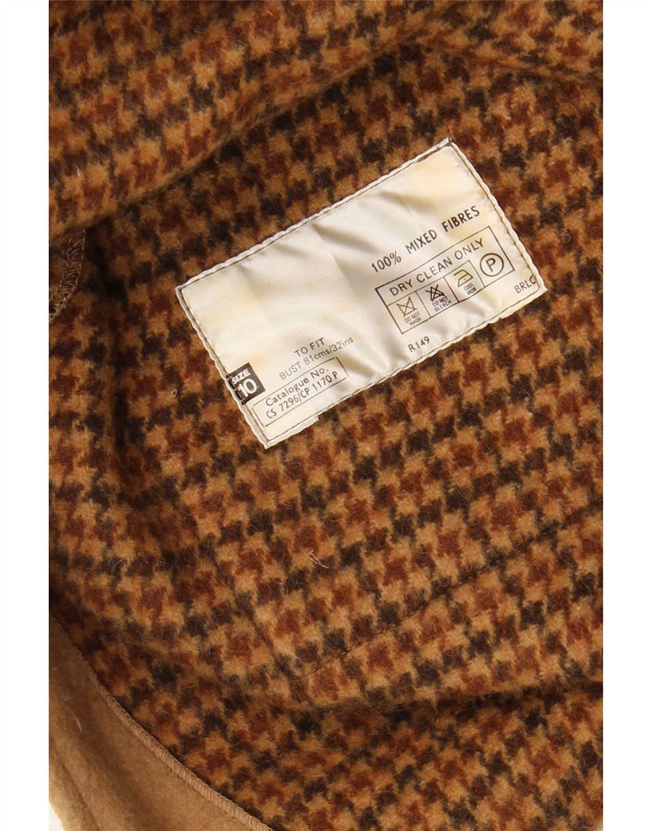 VINTAGE Womens Hooded Duffle Coat UK 10 Small Beige