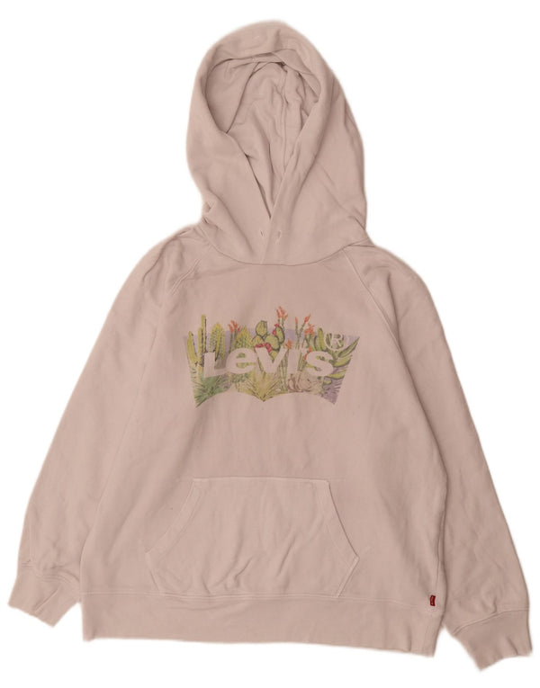 Levi's Mens Graphic Hoodie Jumper Medium Beige Cotton
