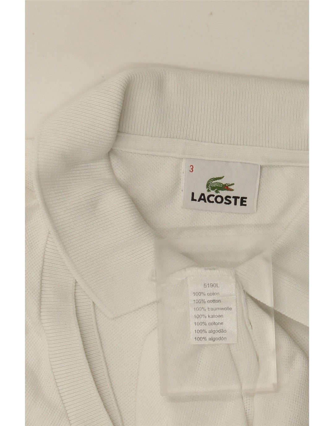 LACOSTE Mens Polo Shirt Size 3 Small White Cotton