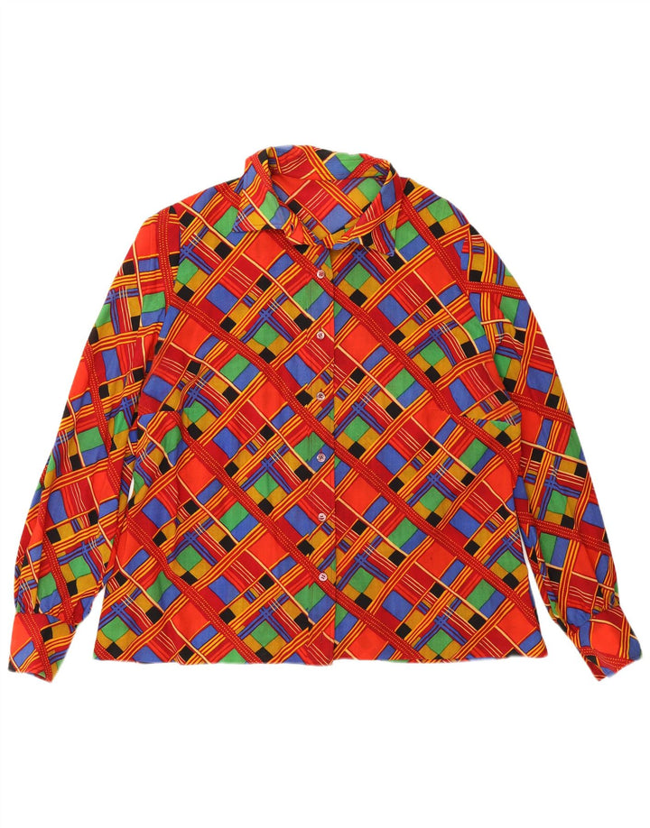 Vintage Womens Shirt UK 16 Large Red Geometric