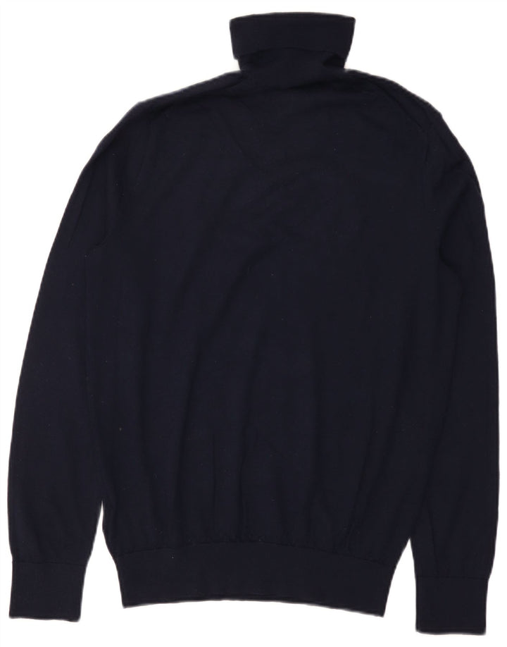 Polo Ralph Lauren Mens Roll Neck Jumper Sweater Medium Navy Blue Wool