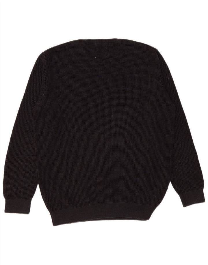 Zara Mens Crew Neck Jumper Sweater Medium Black Cotton