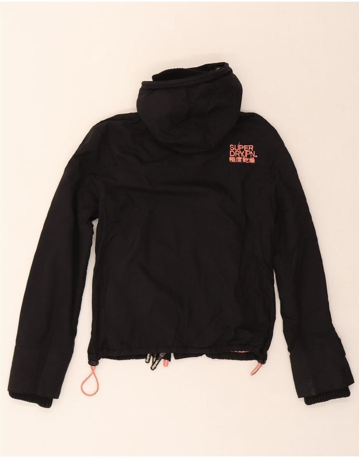 SUPERDRY Womens Hooded Windbreaker Jacket UK 14 Medium Black Nylon Vintage Superdry and Second-Hand Superdry from Messina Hembry 