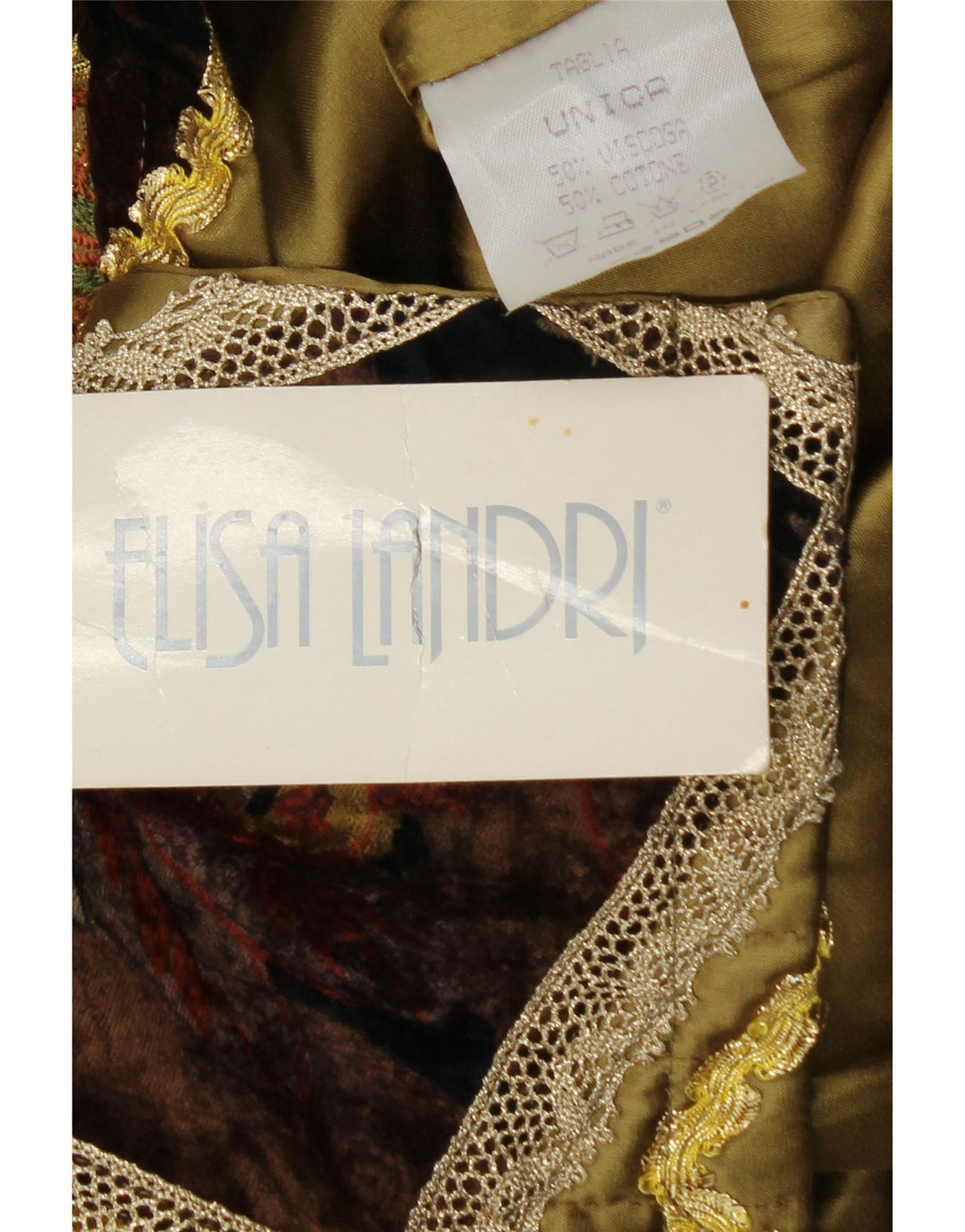 ELISA LANDRI Womens Blazer Jacket UK 16 Large Khaki Patchwork Viscose