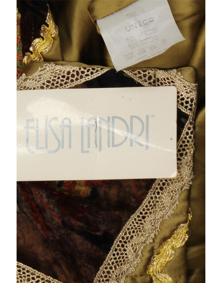 ELISA LANDRI Womens Blazer Jacket UK 16 Large Khaki Patchwork Viscose