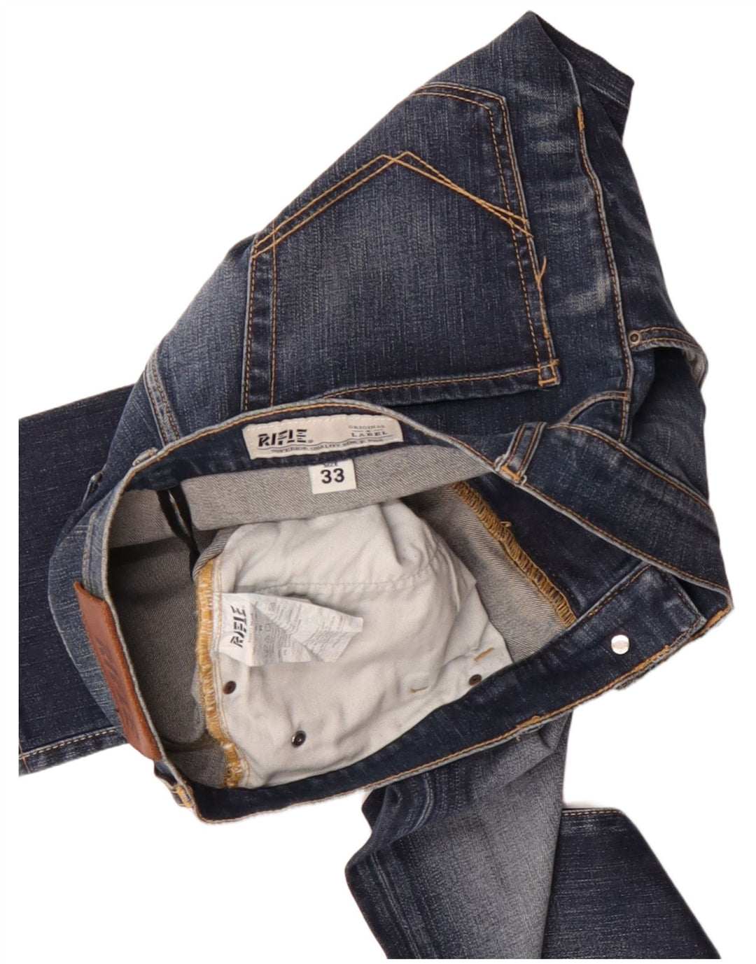 Rifle Mens Straight Jeans W33 L31 Blue Cotton