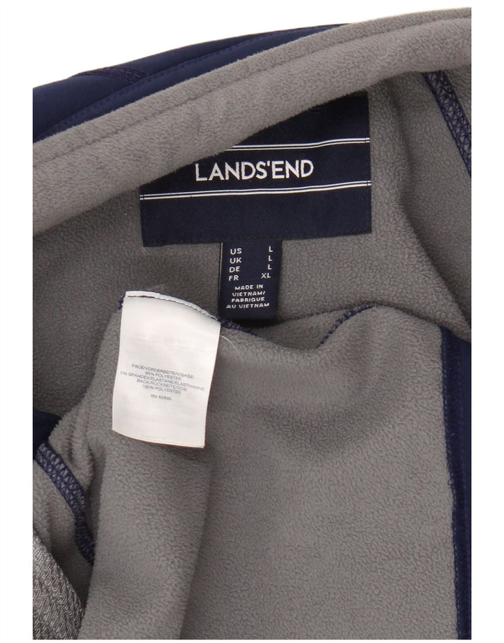 Lands End Mens Tracksuit Top Jacket Large Navy Blue Polyester