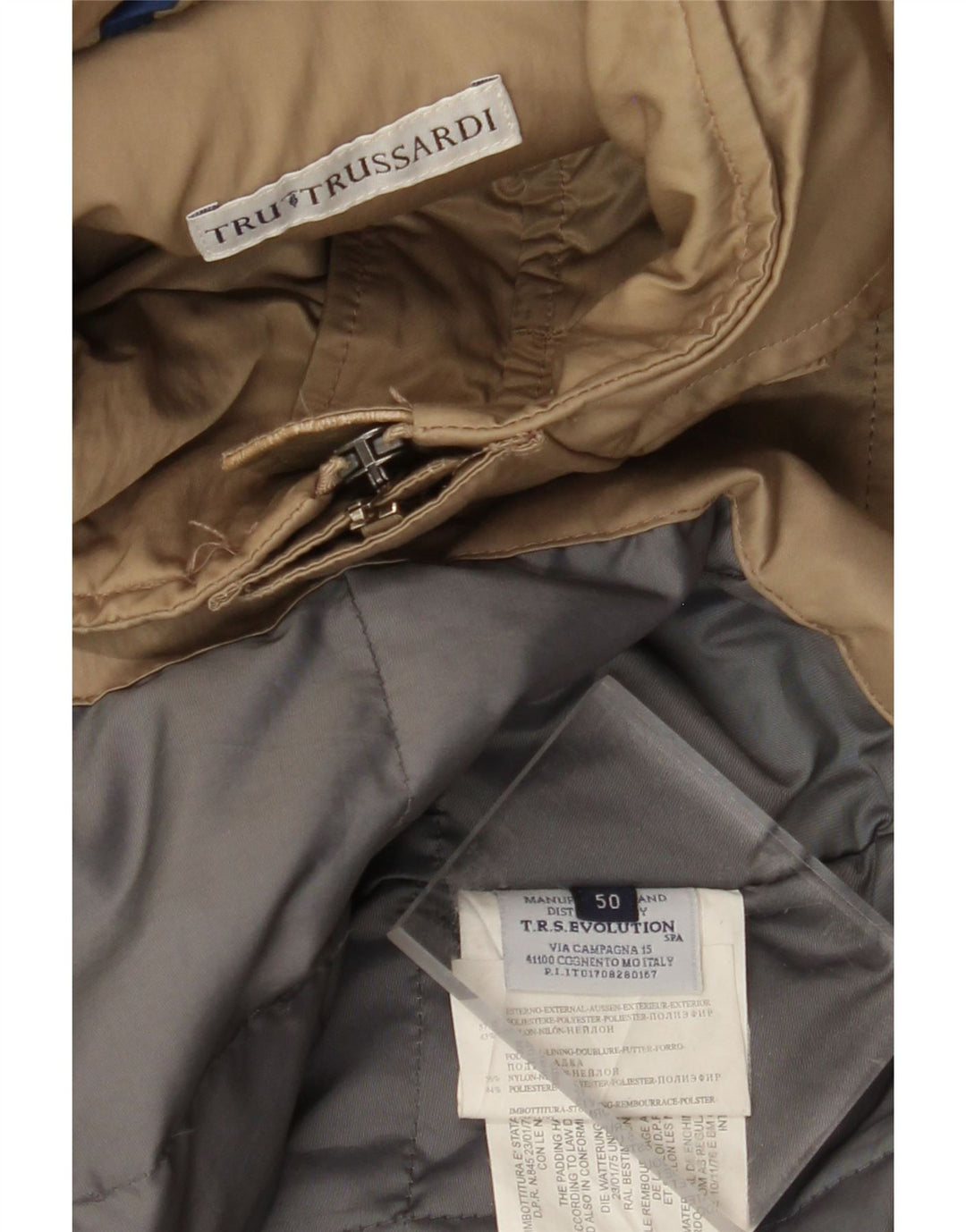 TRUSSARDI Womens Padded Coat IT 50 XL Khaki Polyester