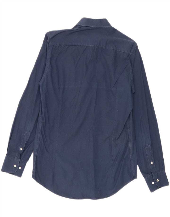 Trussardi Mens Shirt Size 39/40 Medium Navy Blue Cotton
