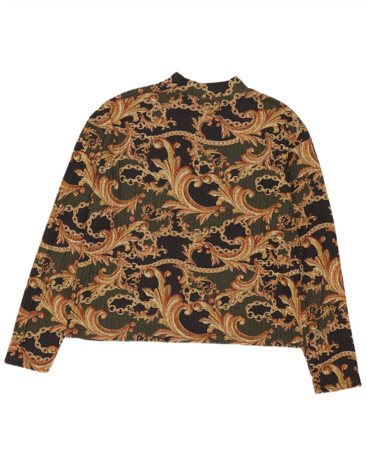 Zara Womens Long Sleeve Blouse Top UK 14 Medium Khaki Paisley Polyester