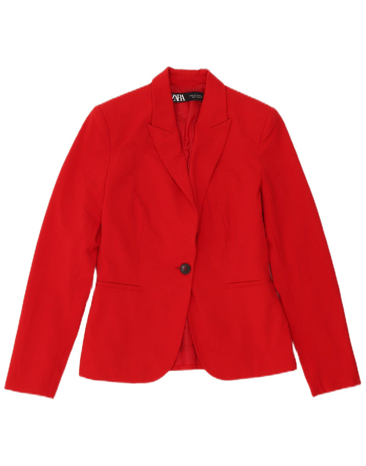 Zara Womens 1 Button Oversized Blazer Jacket EU 34 2XS Red Polyester
