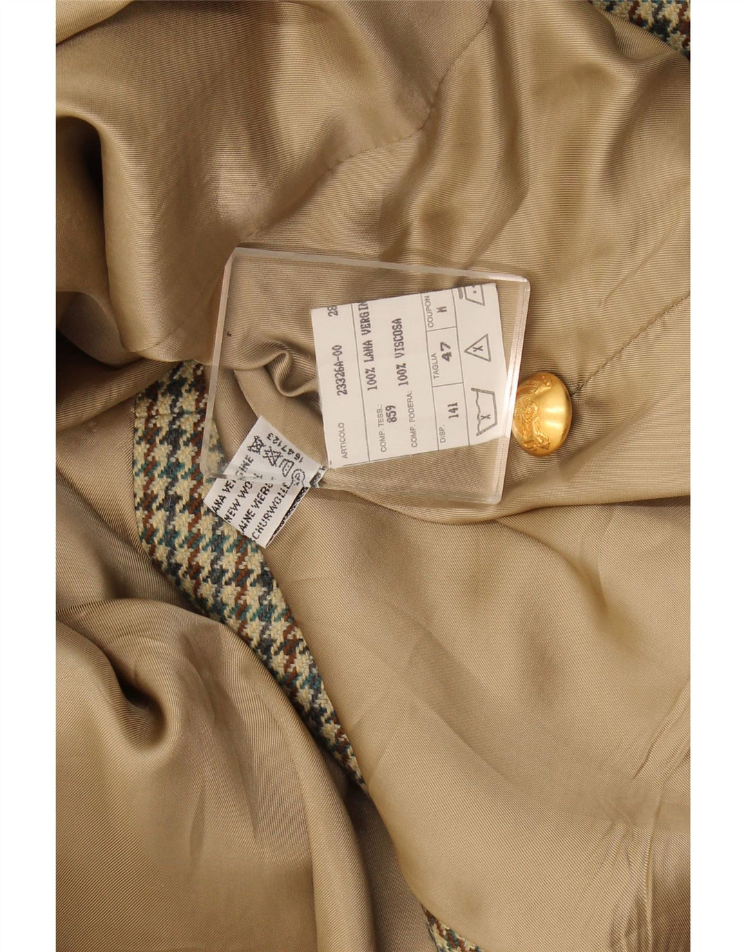 Vintage Womens 2 Button Blazer Jacket IT 47 Large Green Houndstooth Wool