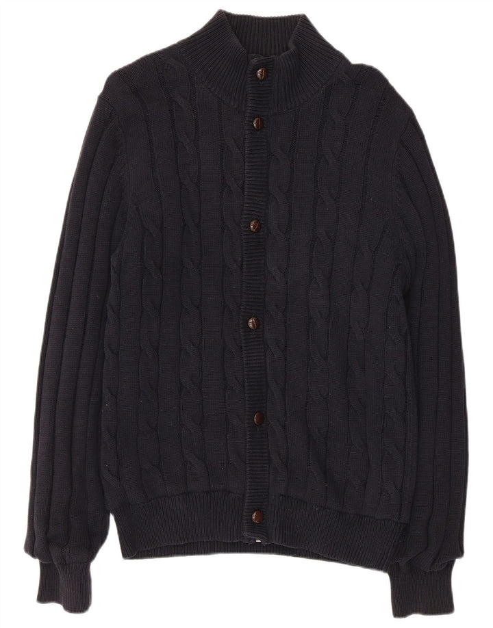 Marks & Spencer Mens Blue Harbour Cardigan Sweater Small Navy Blue Cotton