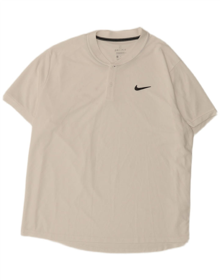 NIKE Mens Dri Fit Standard Fit T-Shirt Top XL White Polyester