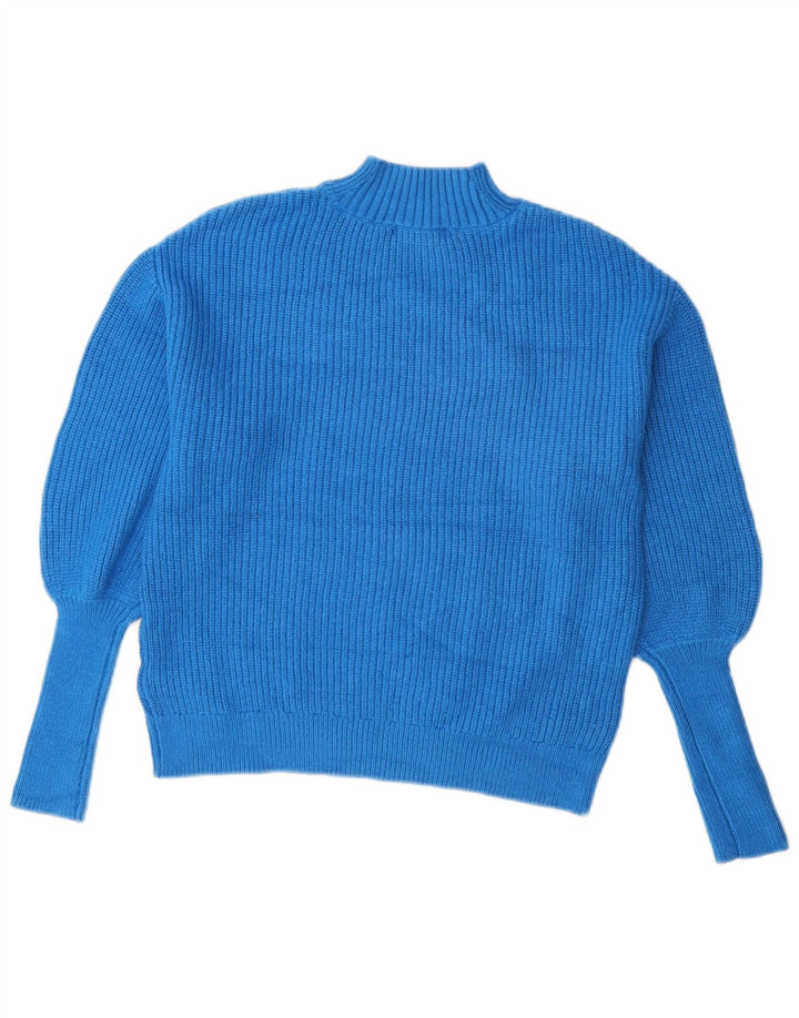 Marks & Spencer Womens Turtle Neck Jumper Sweater UK 10 Small Blue Viscose