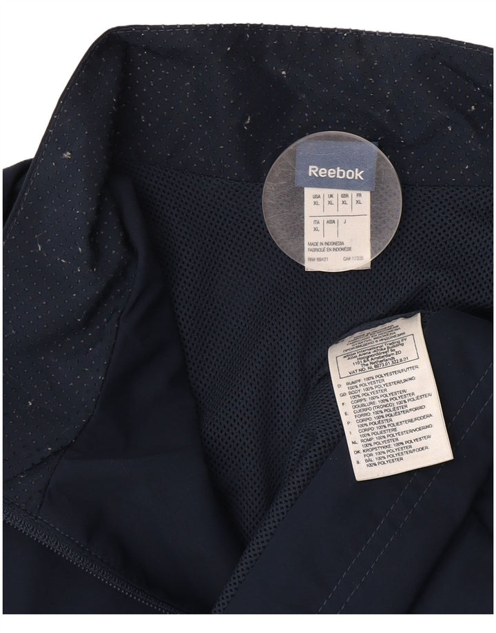 REEBOK Mens Tracksuit Top Jacket XL Navy Blue Polyester